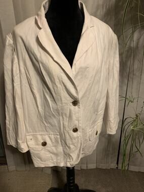 Covington Women Stretch 18 linen blend white jacket leisure